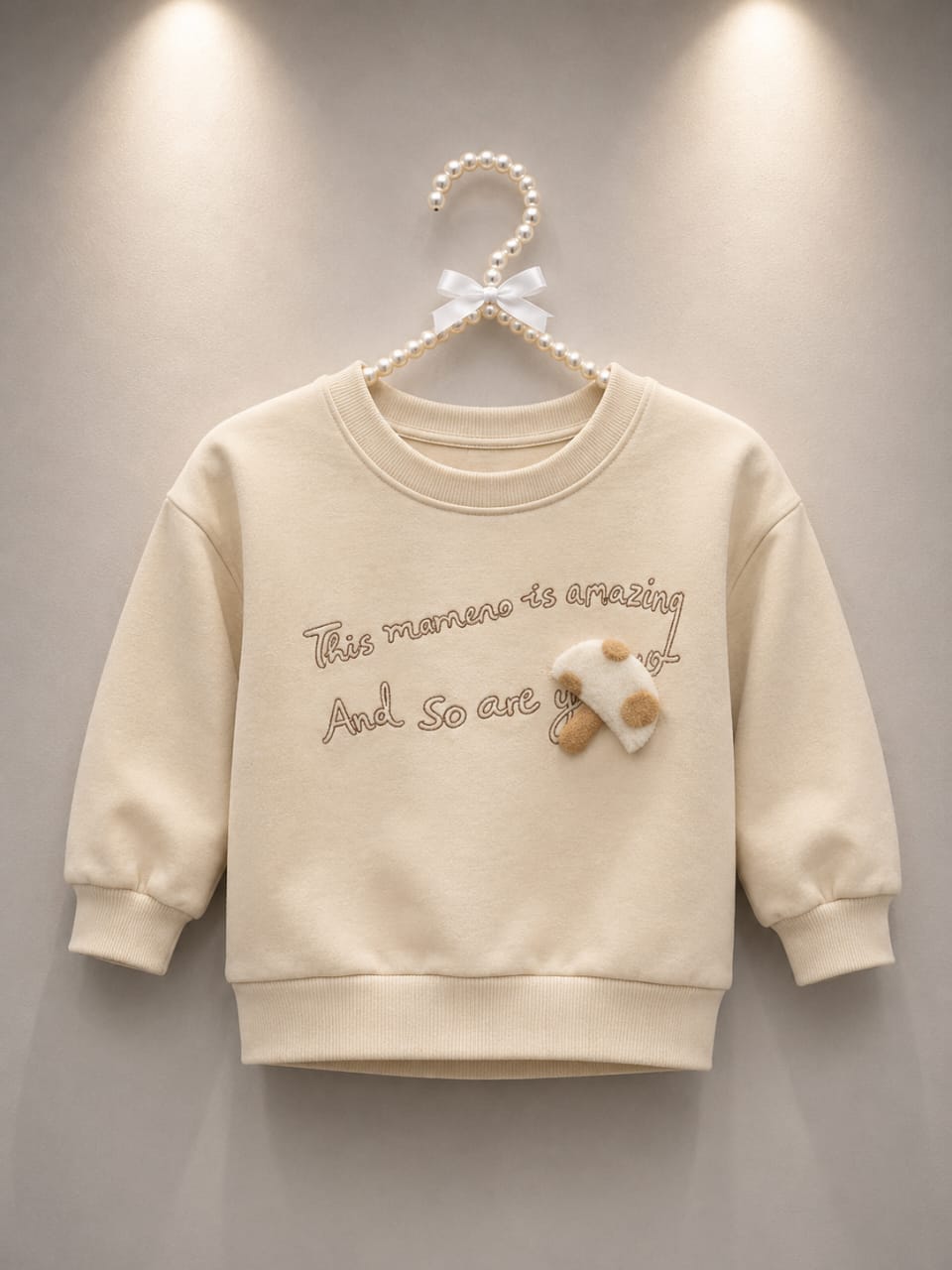Cozy Cream Text Sweatshirt 🧸📜