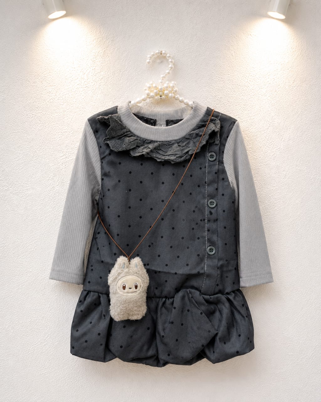 Labubu Dot Bubble Dress Set
