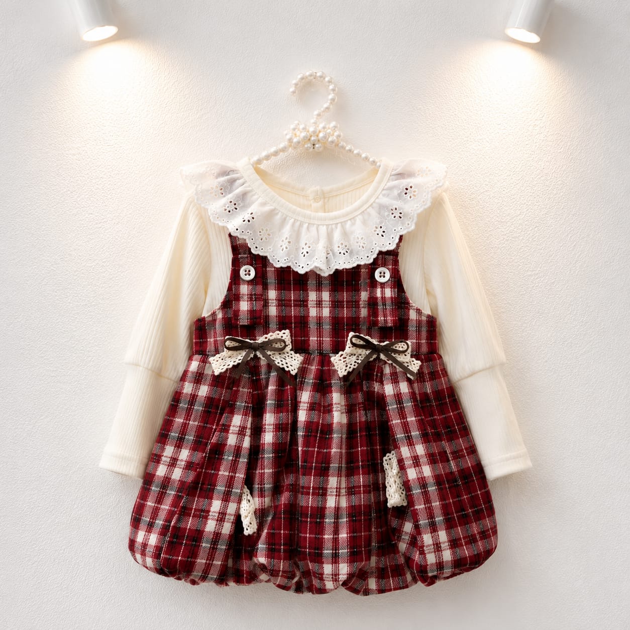 Ruby Plaid Bubble Dress Set