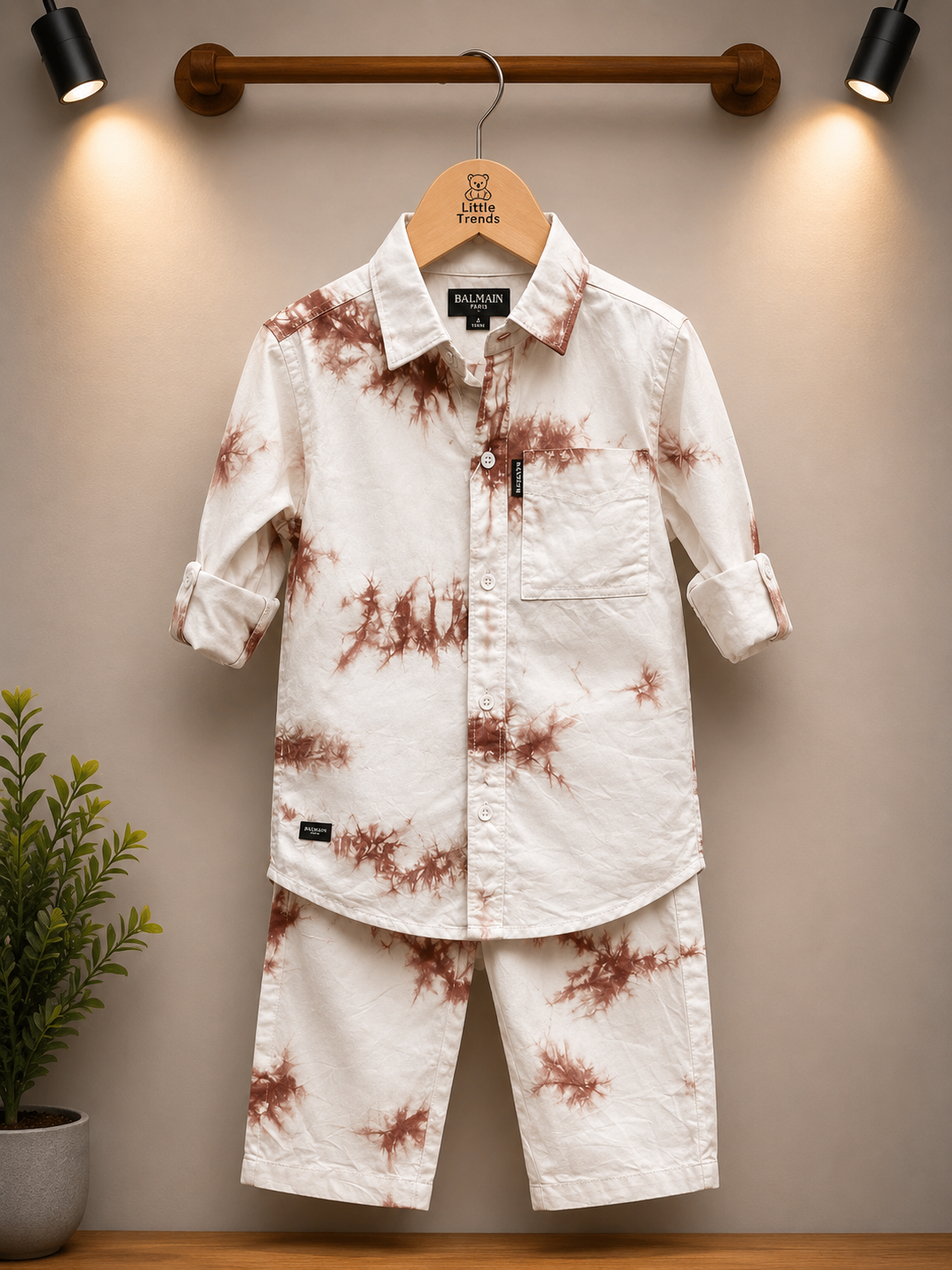 Mocha Tie-Dye Shirt & Pants Set