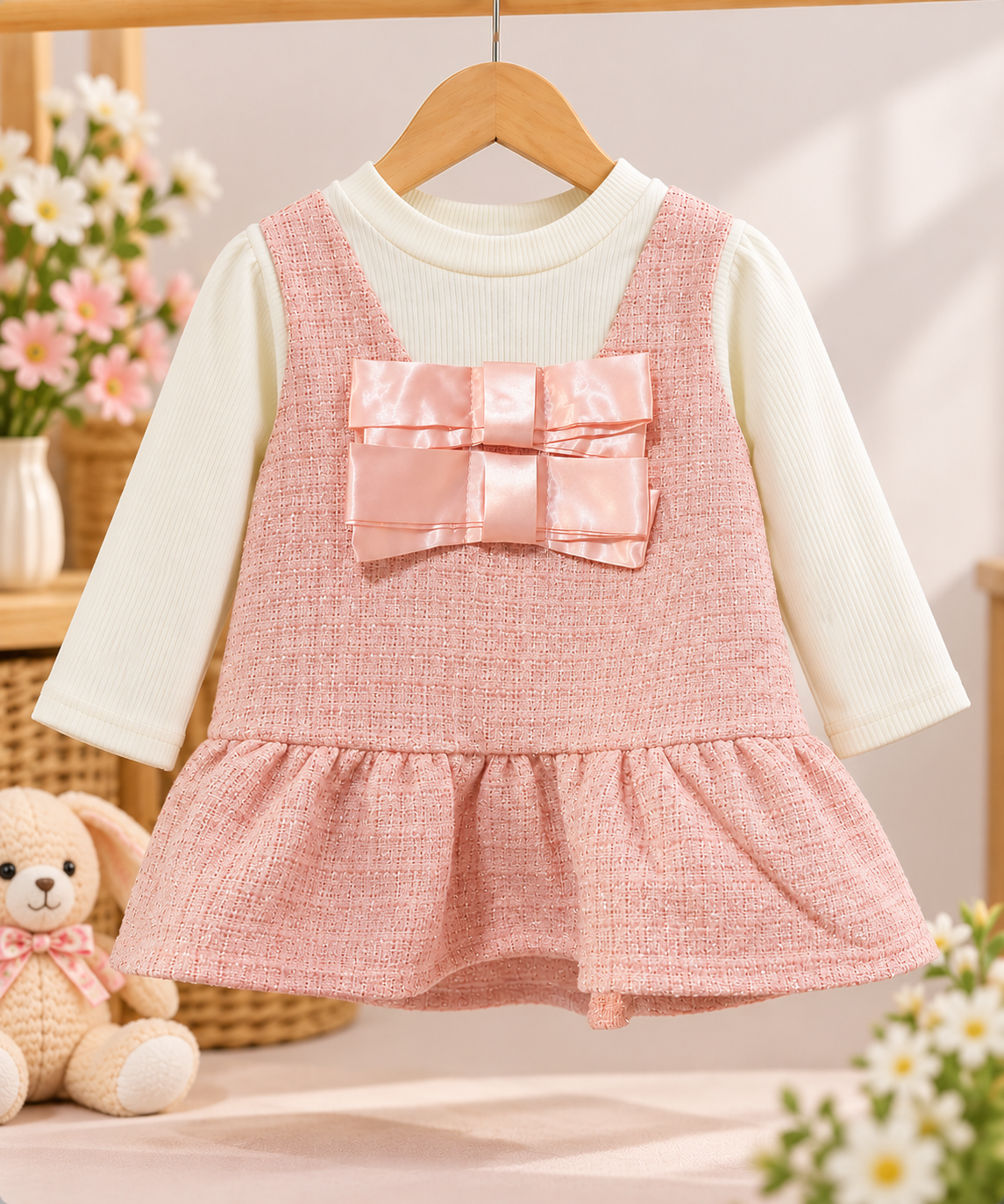 Imported Korean Style Pink Bow Frock