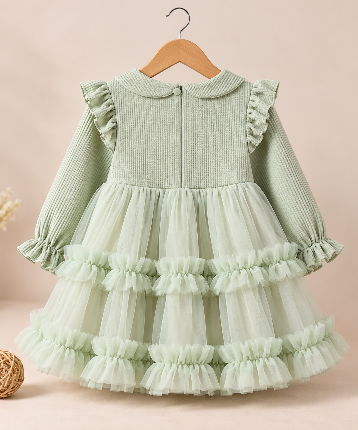 Imported Korean Mint Green Ruffle Tulle Frock 2