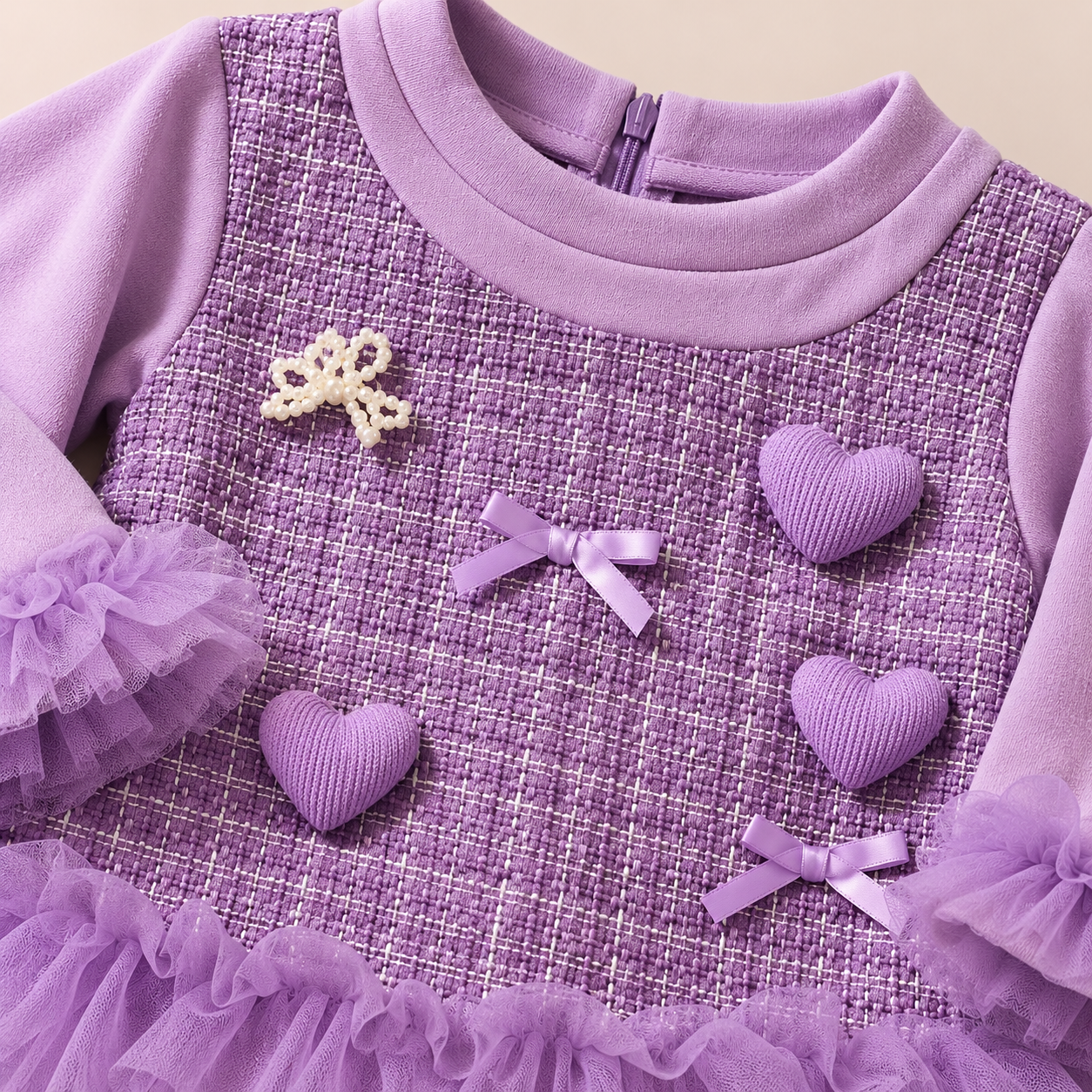 Imported Korean Lavender Heart & Bow Frock 3