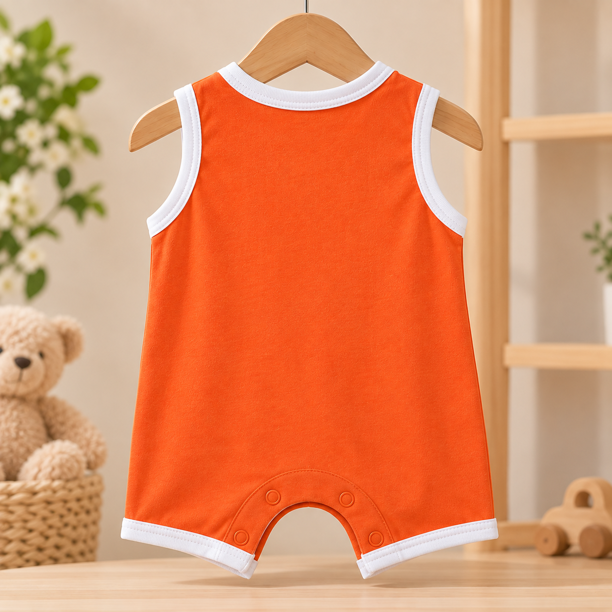 Imported Baby Boy Romper Orange Bear Print 2