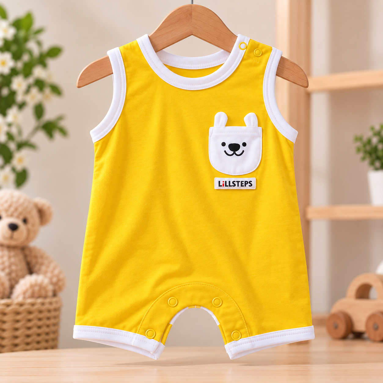 Imported Baby Boy Romper Yellow Bear Print