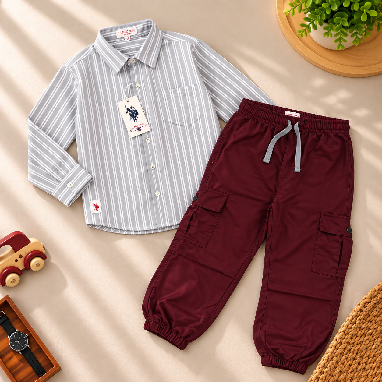 Boys Full Sleeve Cargo Pant Set ( Premium Stock )