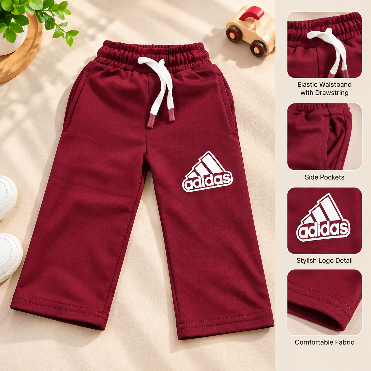 Maroon Straight bottom Track Pant