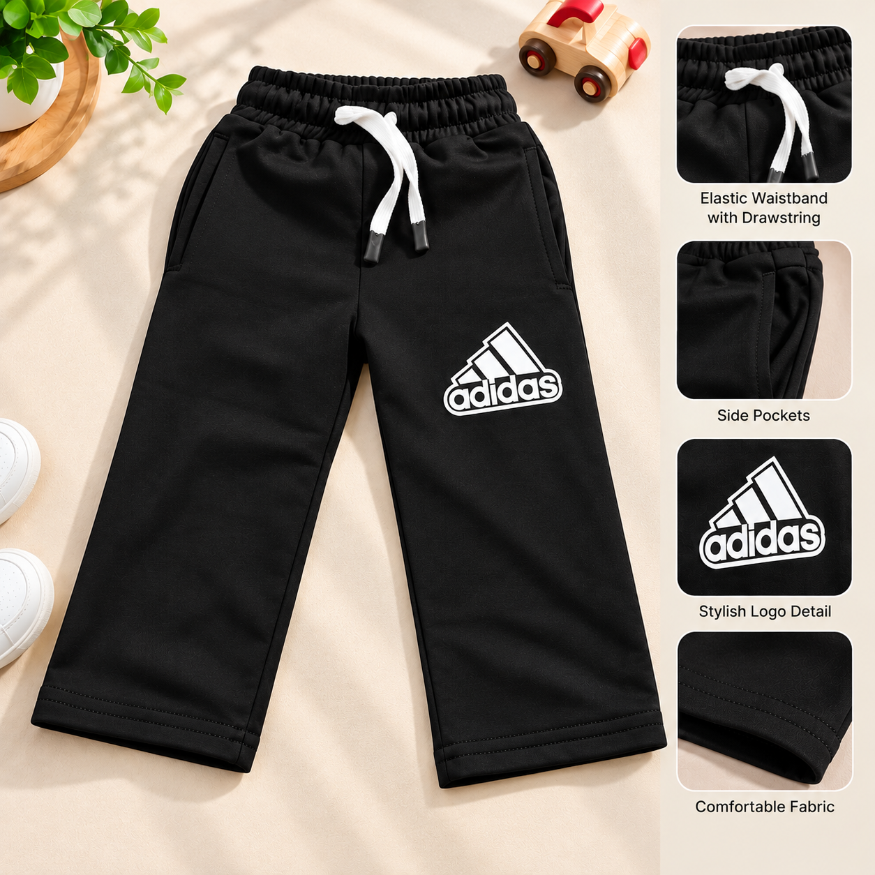 Black Straight bottom Track Pant