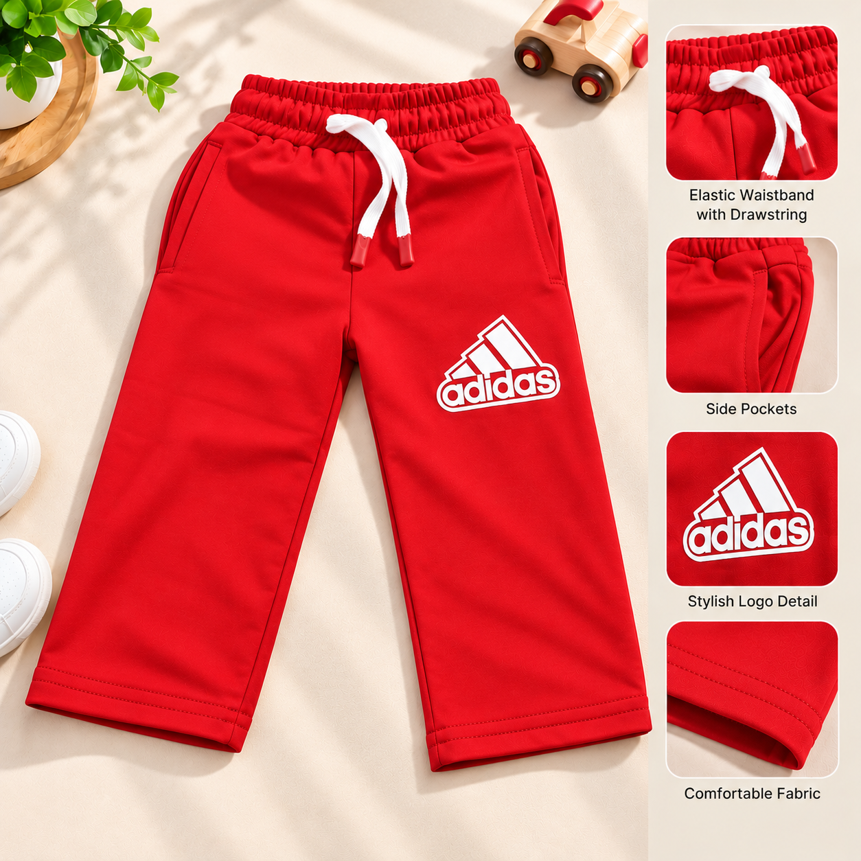Red Straight bottom Track Pant