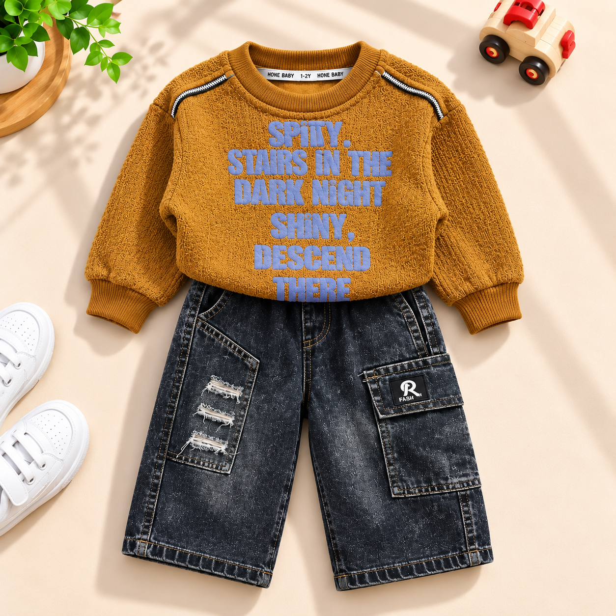 Imported Cordset – Stylish Boys Winter Sweatshirt & Denim Cargo Set
