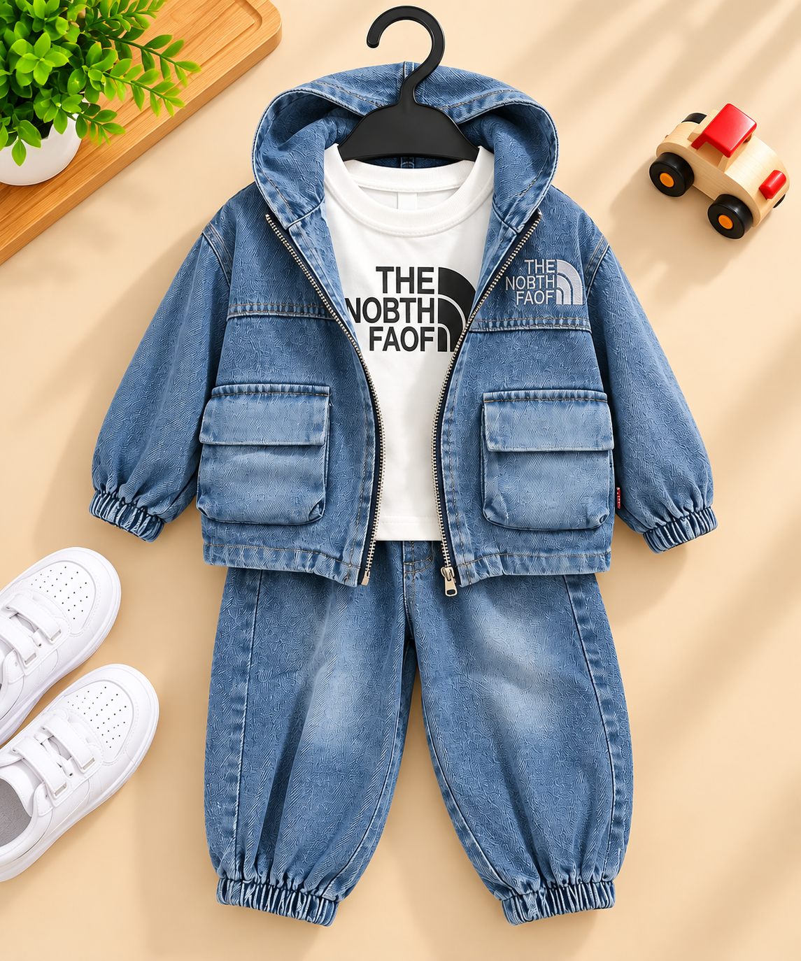 Imported Cordset – Denim Hooded Jacket & Jogger Set