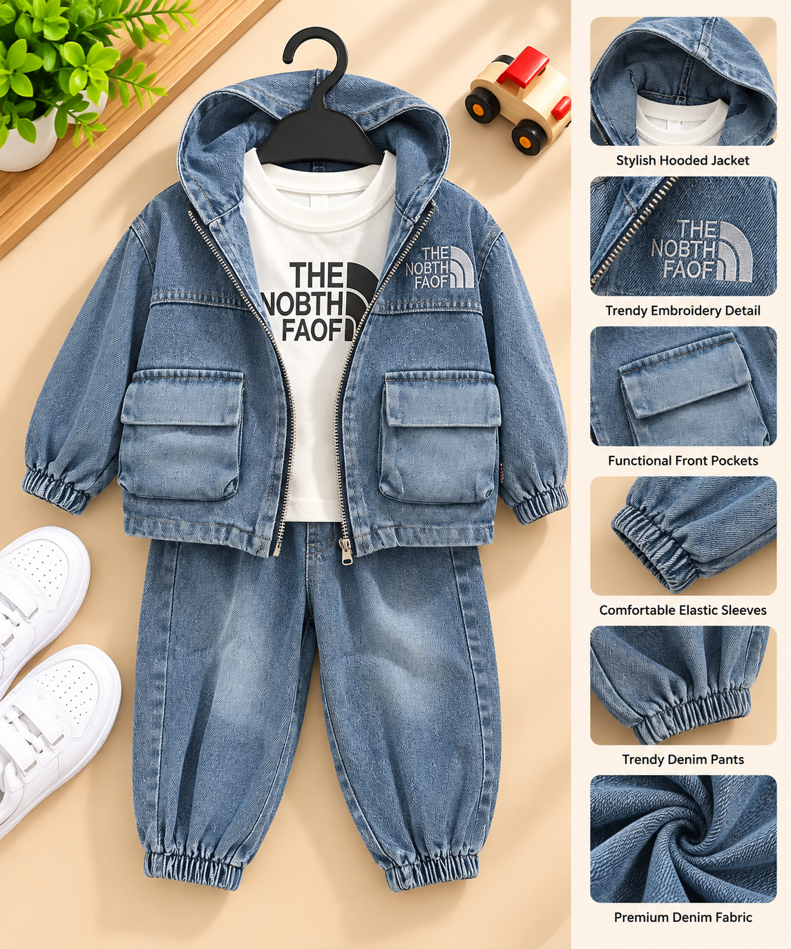 Imported Cordset – Denim Hooded Jacket & Jogger Set 2