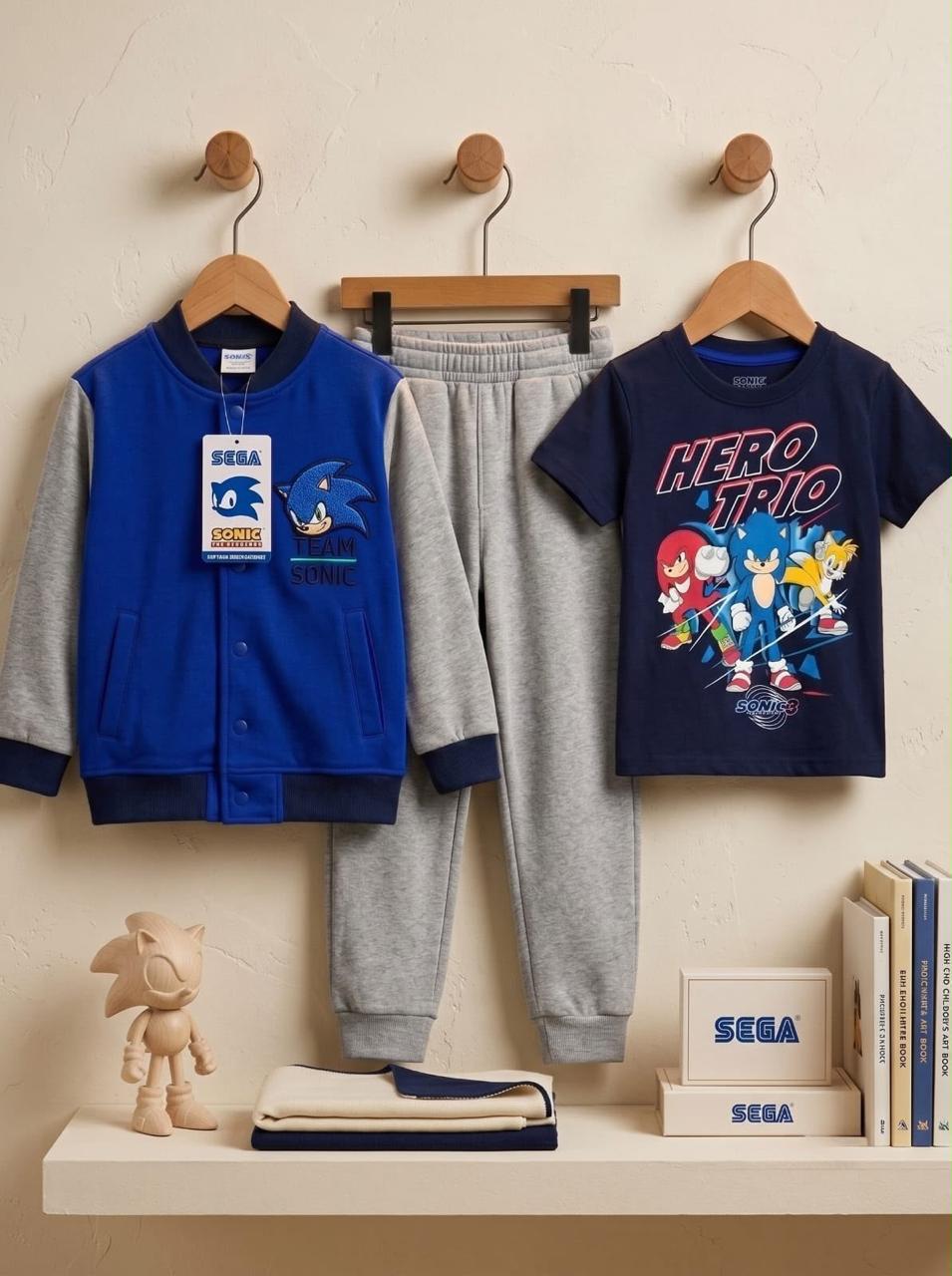 Sonic Printed Jacket, T-Shirt & Jogger Set