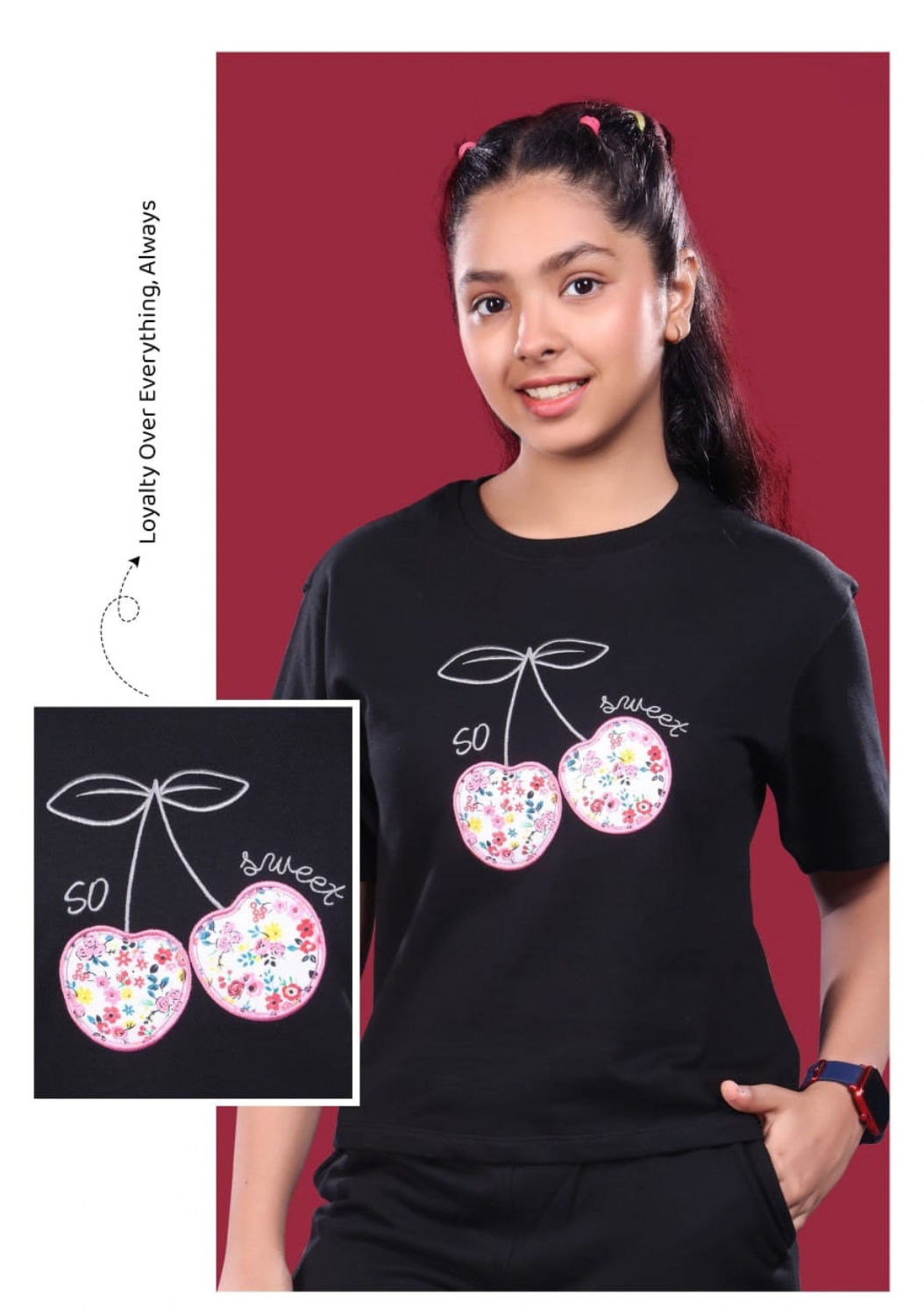Black Cherry Print Cordset Girls 2