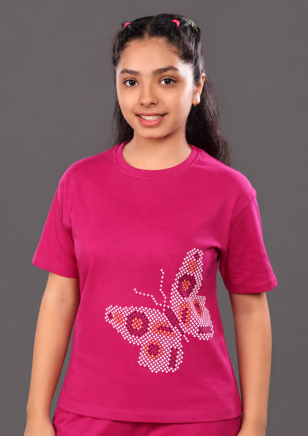 Butterfly Print Magenta Girls Premium Cordset