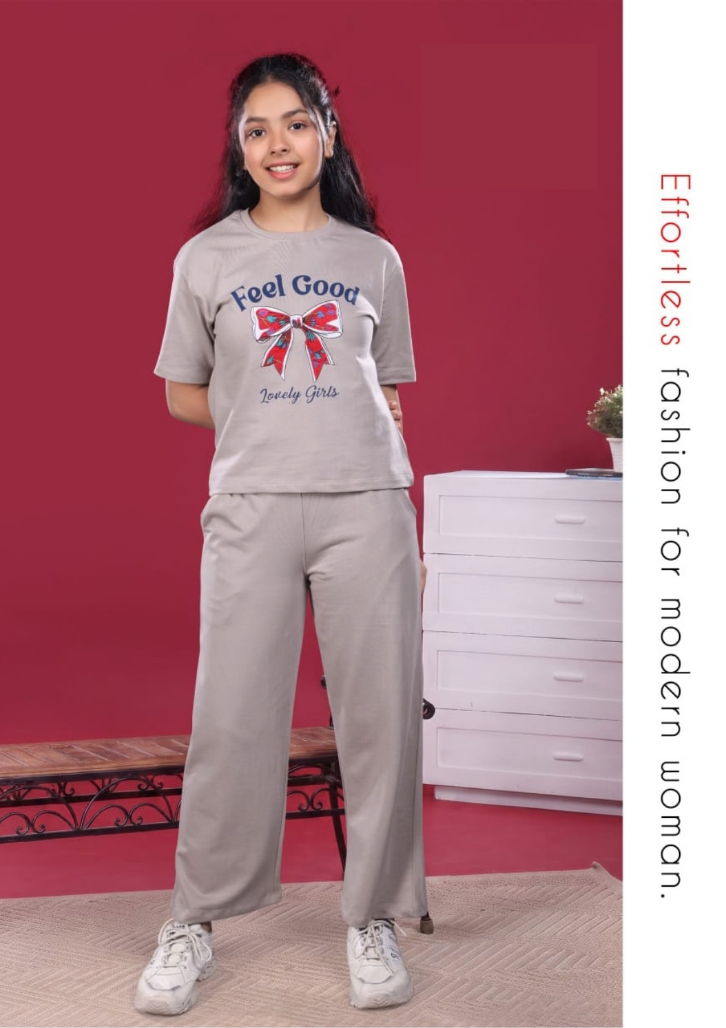 Feel Good Bow Print Premium Girls Cordset