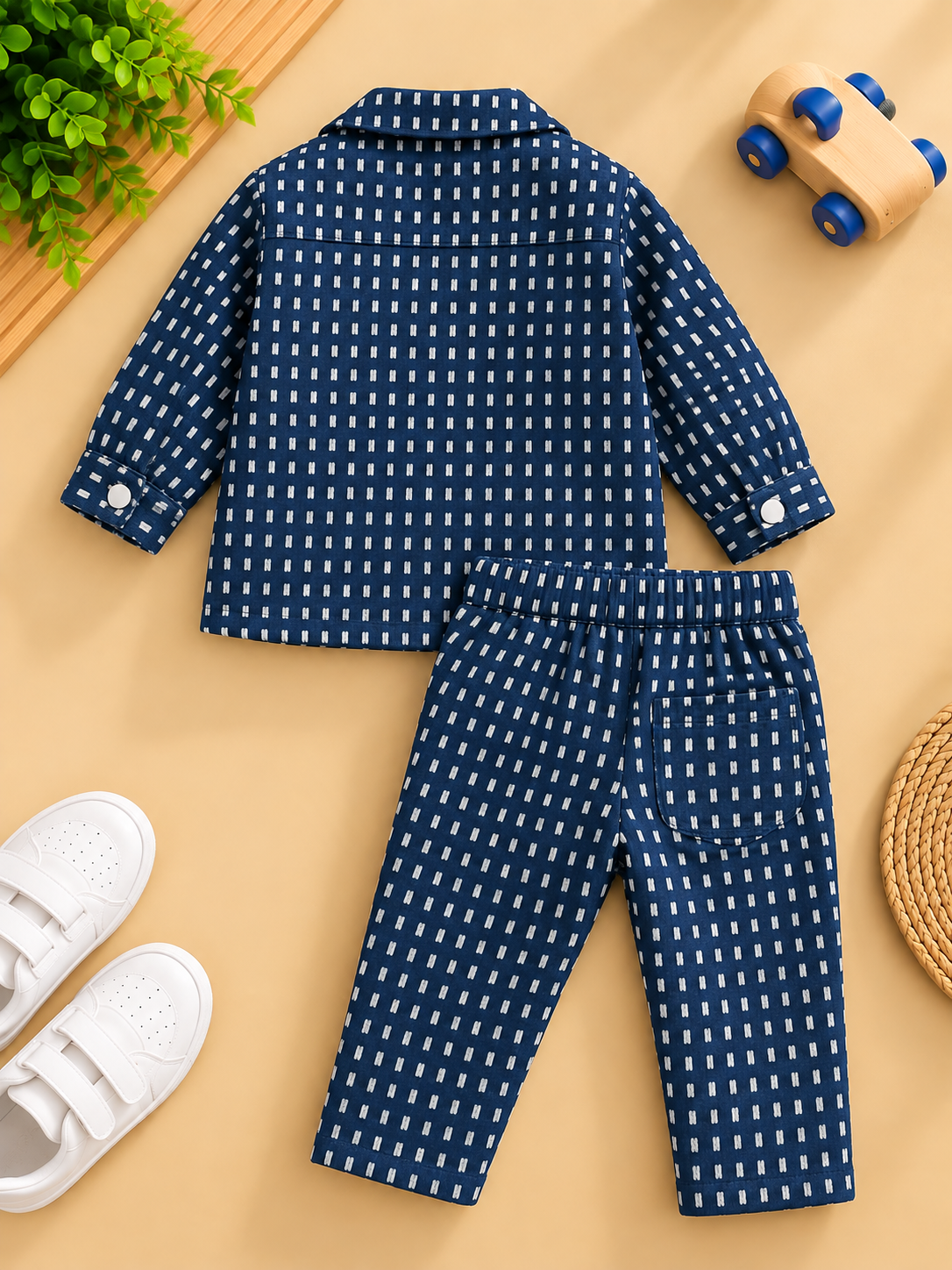Navy Blue Printed Jacket & Pants Imported Cordset 2